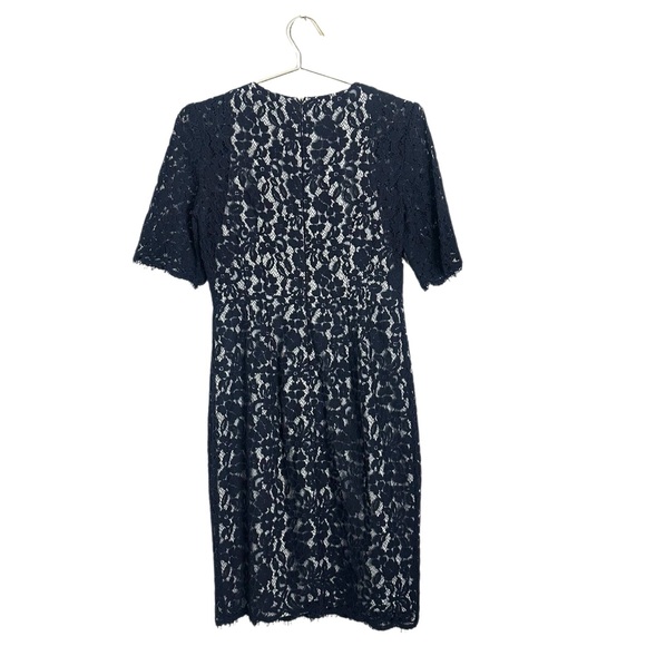 L.K. Bennett Navy London Wardour Lace Overlay Dress Size 8 - Picture 7 of 7